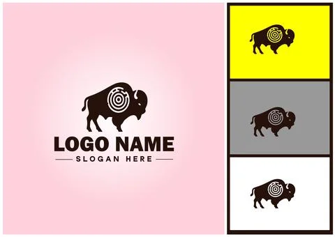 Bison logo vector art icon graphics for business brand icon bison logo templa Stock Illustration