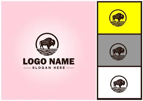 Bison logo vector art icon graphics for business brand icon bison logo templa Stock Illustration