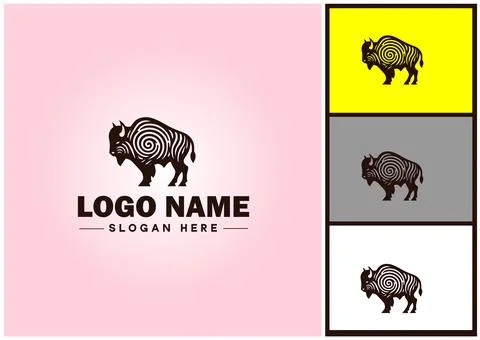 Bison logo vector art icon graphics for business brand icon bison logo templa Stock Illustration
