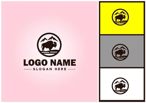 Bison logo vector art icon graphics for business brand icon bison logo templa Stock Illustration