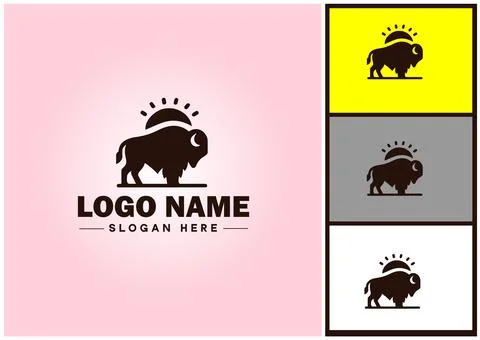 Bison logo vector art icon graphics for business brand icon bison logo templa Stock Illustration