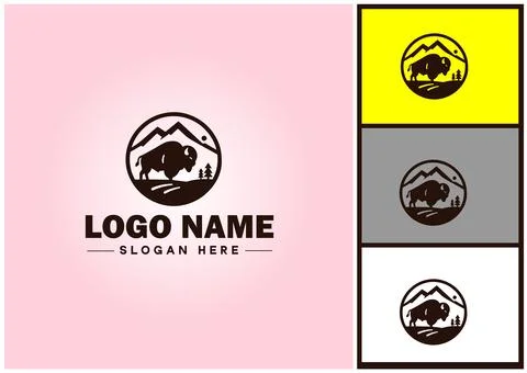 Bison logo vector art icon graphics for business brand icon bison logo templa Stock Illustration