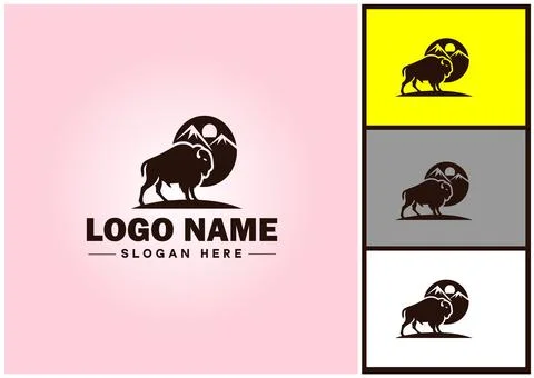 Bison logo vector art icon graphics for business brand icon bison logo templa Stock Illustration