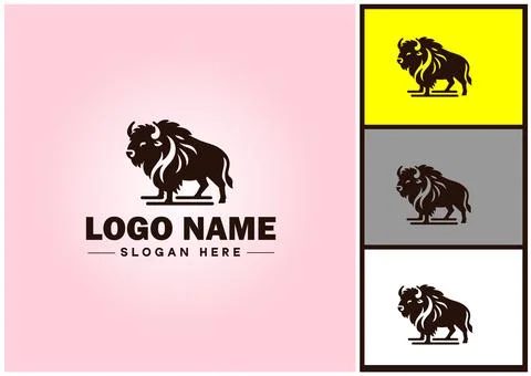 Bison logo vector art icon graphics for business brand icon bison logo templa Stock Illustration