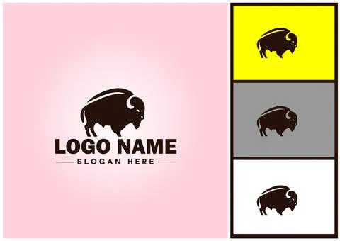Bison logo vector art icon graphics for business brand icon bison logo templa Stock Illustration