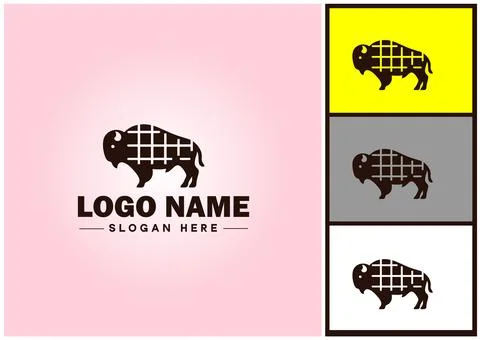 Bison logo vector art icon graphics for business brand icon bison logo templa Stock Illustration