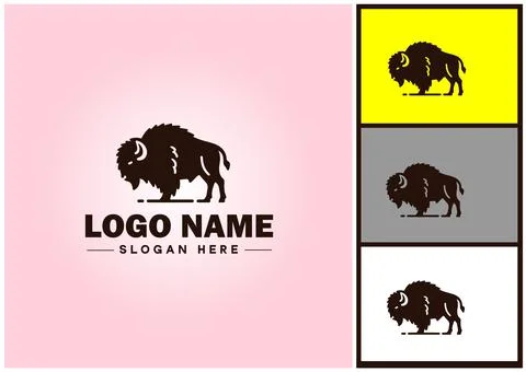 Bison logo vector art icon graphics for business brand icon bison logo templa Stock Illustration