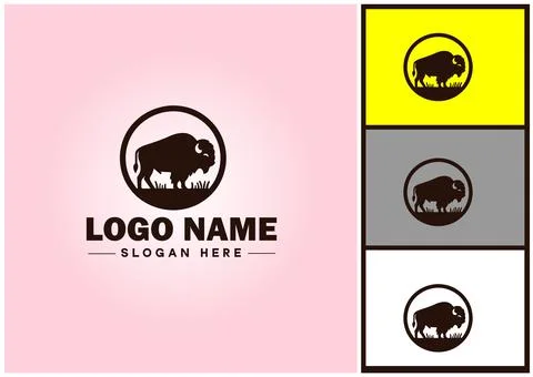 Bison logo vector art icon graphics for business brand icon bison logo templa Stock Illustration