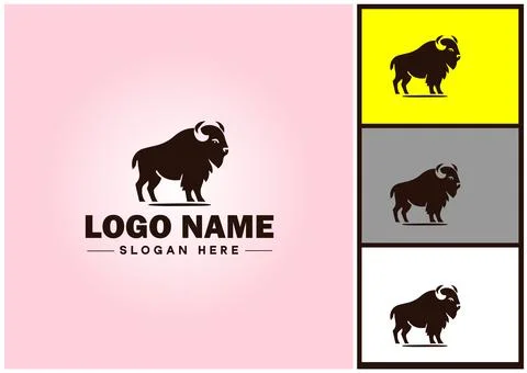 Bison logo vector art icon graphics for business brand icon bison logo templa Stock Illustration