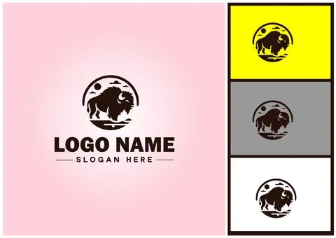 Bison logo vector art icon graphics for business brand icon bison logo templa Stock Illustration