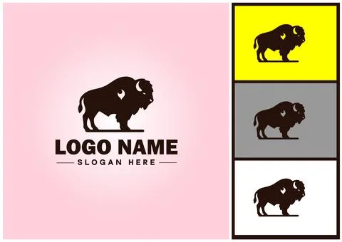 Bison logo vector art icon graphics for business brand icon bison logo templa Stock Illustration