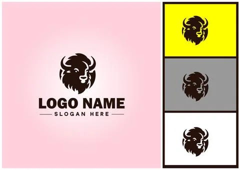 Bison logo vector art icon graphics for business brand icon bison logo templa Stock Illustration