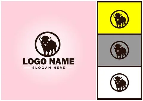 Bison logo vector art icon graphics for business brand icon bison logo templa Stock Illustration