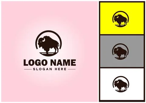 Bison logo vector art icon graphics for business brand icon bison logo templa Stock Illustration