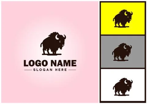 Bison logo vector art icon graphics for business brand icon bison logo templa Stock Illustration