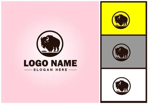 Bison logo vector art icon graphics for business brand icon bison logo templa Stock Illustration