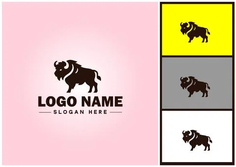 Bison logo vector art icon graphics for business brand icon bison logo templa Stock Illustration
