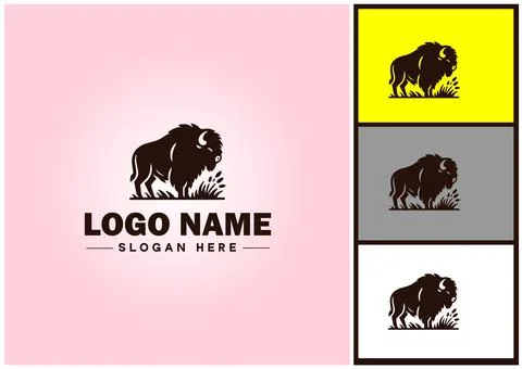 Bison logo vector art icon graphics for business brand icon bison logo templa Stock Illustration
