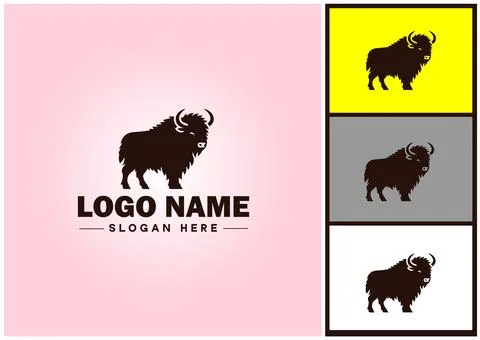Bison logo vector art icon graphics for business brand icon bison logo templa Stock Illustration