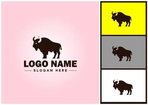 Bison logo vector art icon graphics for business brand icon bison logo templa Stock Illustration