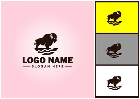 Bison logo vector art icon graphics for business brand icon bison logo templa Stock Illustration