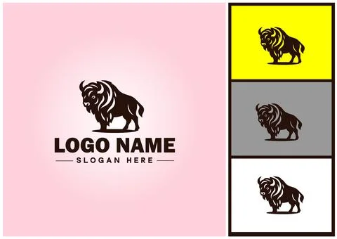 Bison logo vector art icon graphics for business brand icon bison logo templa Stock Illustration
