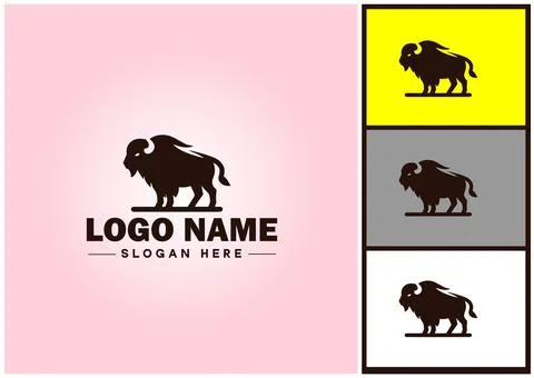 Bison logo vector art icon graphics for business brand icon bison logo templa Stock Illustration