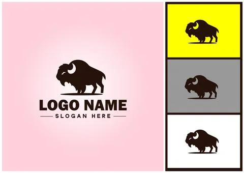 Bison logo vector art icon graphics for business brand icon bison logo templa Stock Illustration