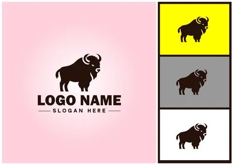 Bison logo vector art icon graphics for business brand icon bison logo templa Stock Illustration