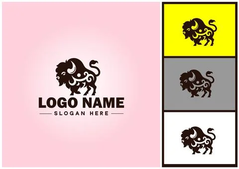 Bison logo vector art icon graphics for business brand icon bison logo templa Stock Illustration