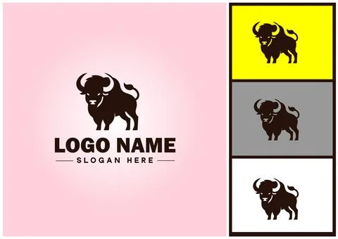 Bison logo vector art icon graphics for business brand icon bison logo templa Stock Illustration