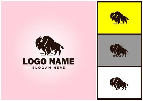 Bison logo vector art icon graphics for business brand icon bison logo templa Stock Illustration