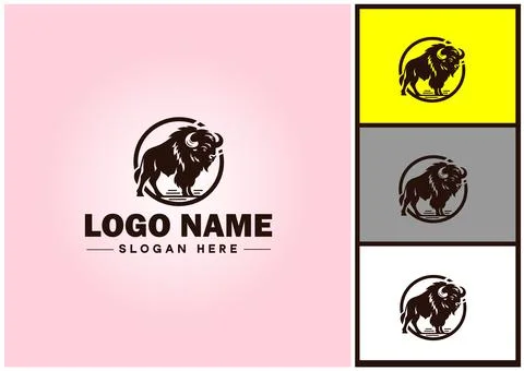 Bison logo vector art icon graphics for business brand icon bison logo templa Stock Illustration