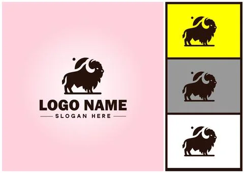 Bison logo vector art icon graphics for business brand icon bison logo templa Stock Illustration
