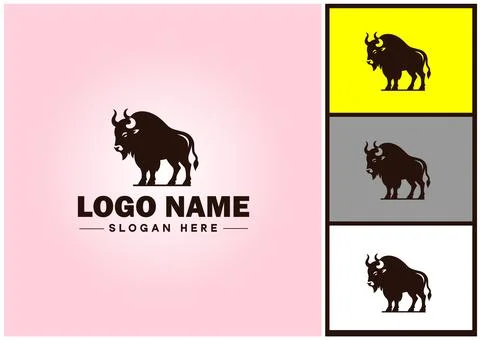 Bison logo vector art icon graphics for business brand icon bison logo templa Stock Illustration
