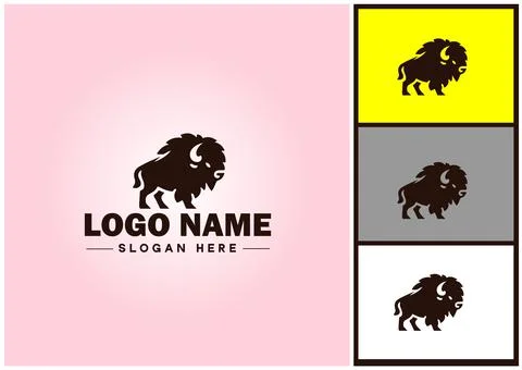 Bison logo vector art icon graphics for business brand icon bison logo templa Stock Illustration