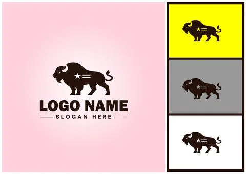 Bison logo vector art icon graphics for business brand icon bison logo templa Stock Illustration