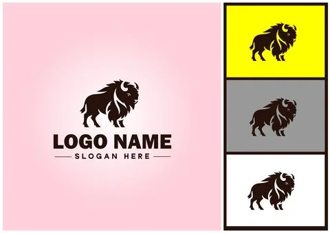 Bison logo vector art icon graphics for business brand icon bison logo template Stock Illustration