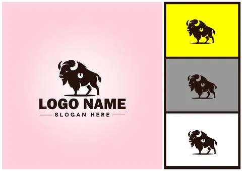 Bison logo vector art icon graphics for business brand icon bison logo template Stock Illustration