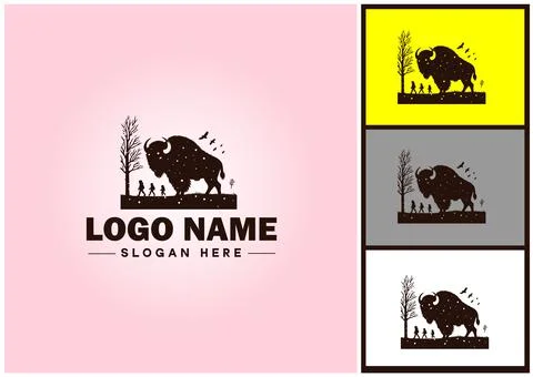 Bison logo vector art icon graphics for business brand icon bison logo template Stock Illustration