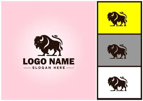 Bison logo vector art icon graphics for business brand icon bison logo template Stock Illustration