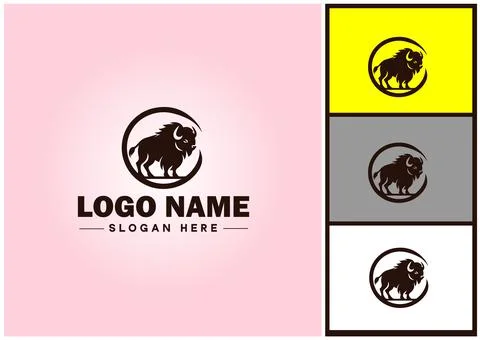 Bison logo vector art icon graphics for business brand icon bison logo template Illustrazione stock