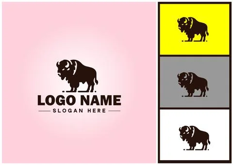 Bison logo vector art icon graphics for business brand icon bison logo template Stock Illustration