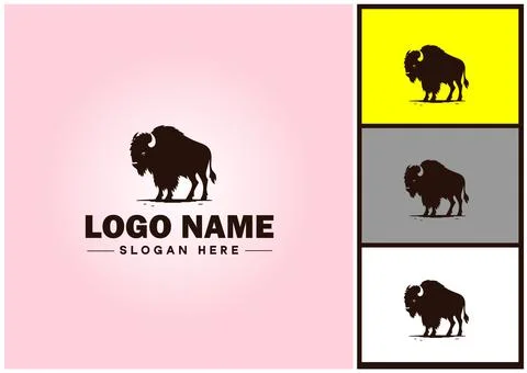 Bison logo vector art icon graphics for business brand icon bison logo template Stock Illustration
