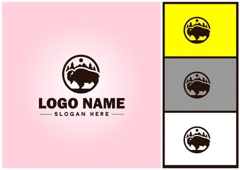 Bison logo vector art icon graphics for business brand icon bison logo template Illustrazione stock