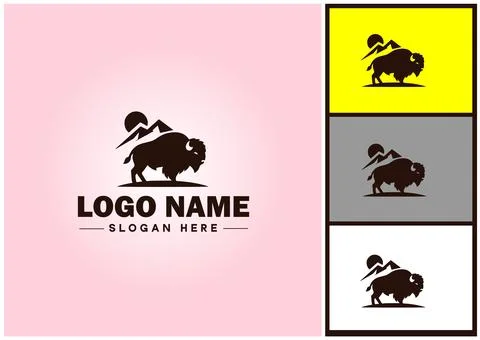 Bison logo vector art icon graphics for business brand icon bison logo template Stock Illustration