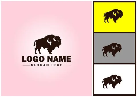 Bison logo vector art icon graphics for business brand icon bison logo template Stock Illustration
