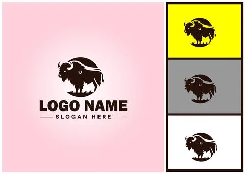 Bison logo vector art icon graphics for business brand icon bison logo template Stock Illustration