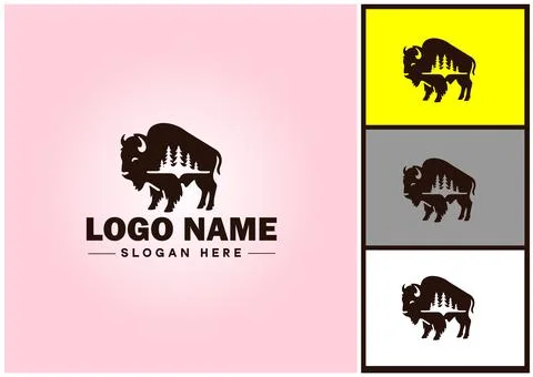 Bison logo vector art icon graphics for business brand icon bison logo template Stock Illustration