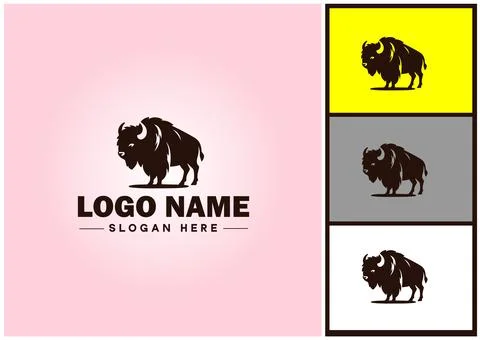 Bison logo vector art icon graphics for business brand icon bison logo template Stock Illustration